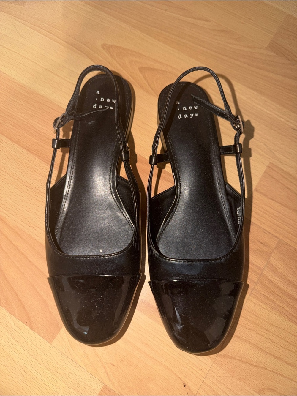 a new day Black Patent Slingback Mules